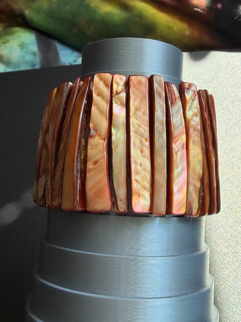Vintage Style Natural Mother of Pearl Stretchy Bracelet ~ 6.5 - 7.5 inches